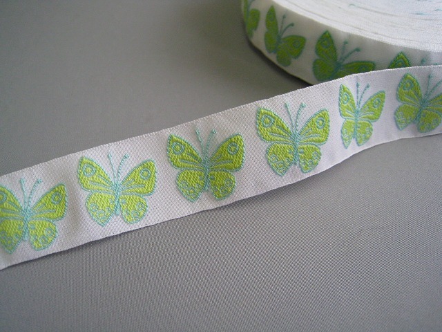 カフカリボン＊蝶＊イエローグリーン