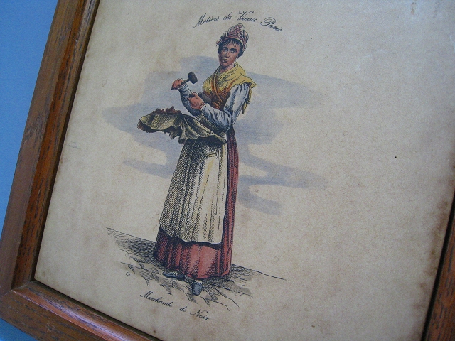 アンティーク額入りタイル画